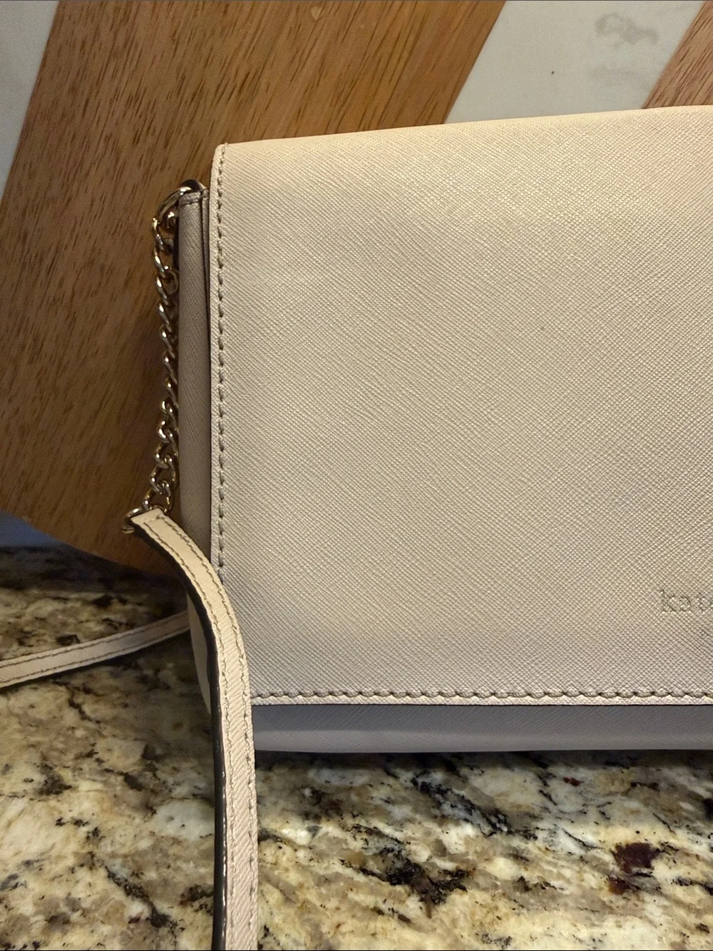 kate spade cream leather crossbody with chain strap